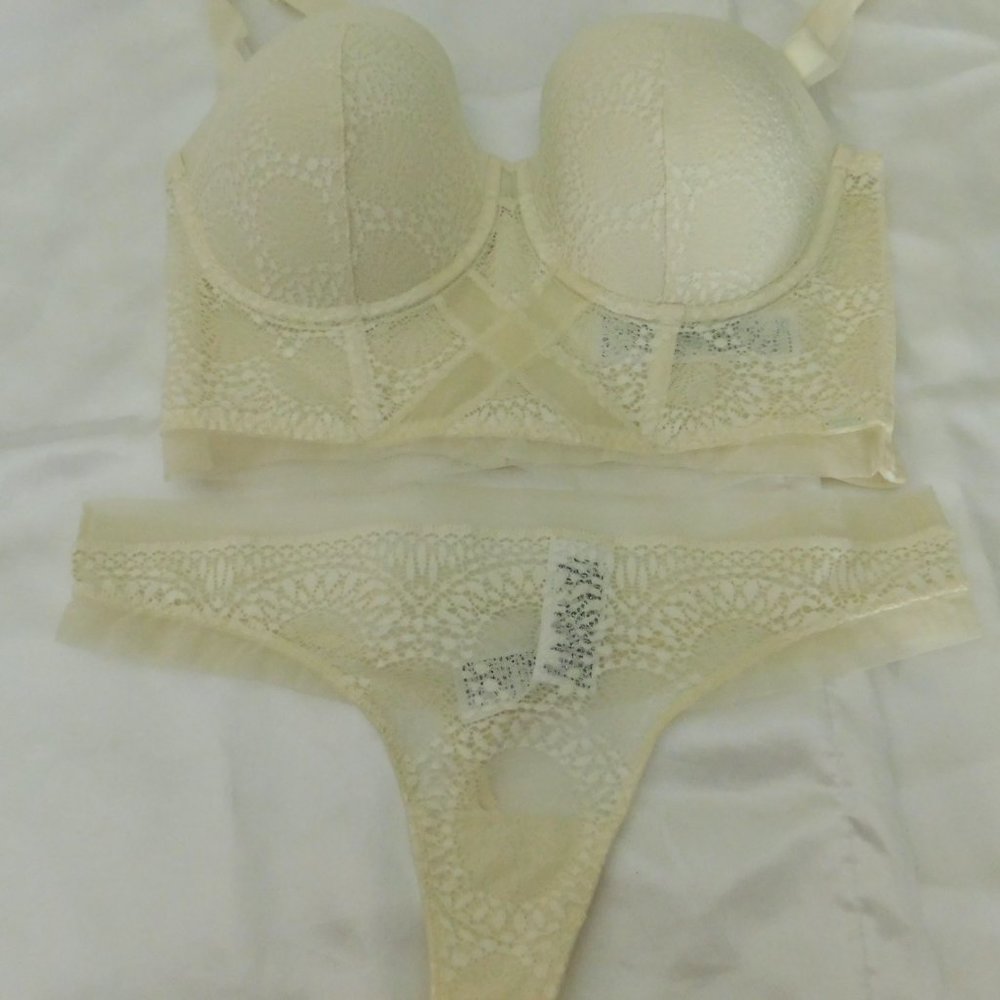 Calvin Klein Bustier longline bra & panty 36C M NWT